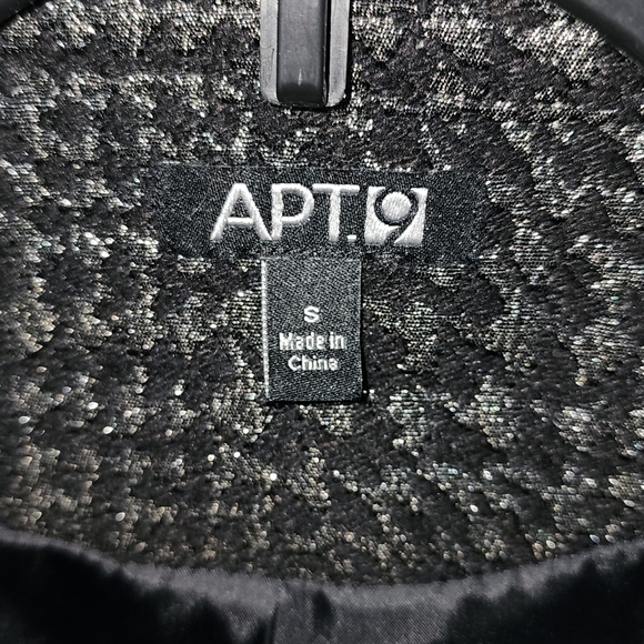 APT.9 Black Herringbone Raw Fringe Edge Crop Jacket Long Sleeve Size S Full Zip - Picture 13 of 14